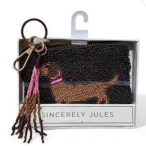 NEW Sincerely Jules Beaded DACHSHUND Dog CHANGE PURSE